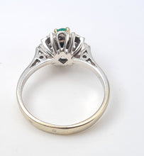 Load image into Gallery viewer, 5372: Vintage: 18ct White Gold Emerald Geometric Set Cocktail Ring- pristine condition- nice weigh
