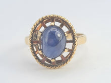 Load image into Gallery viewer, 6014 Vintage & Rare: 9ct Gold Large Blue Sapphire "Carbuncle" Solitaire- from 1978