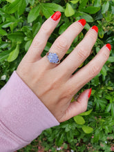 Load image into Gallery viewer, 6011:  Vintage & Large:9ct White Gold 14 Round cut Tanzanites Dress Ring- crisp eye candy