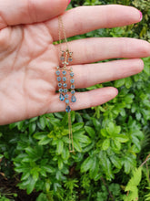 Load image into Gallery viewer, 5551: Vintage: 9ct Gold Blue Topaz Diamonds Chandelier Necklace- elegance personified