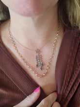 Load image into Gallery viewer, 5551: Vintage: 9ct Gold Blue Topaz Diamonds Chandelier Necklace- elegance personified
