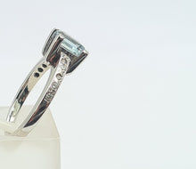 Load image into Gallery viewer, 6018: Vintage; 18ct White Gold Princess Cut Aquamarine 10 Diamonds Dress Ring- elegant eye candy