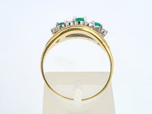 Load image into Gallery viewer, 6020 Vintage; 18ct Gold Emeralds Diamonds  Cocktail Ring