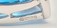 Load image into Gallery viewer, 5856: Vintage: 9ct White Gold Trillion Cut Swiss Blue Topaz Diamonds Pendant- effervescent eye candy