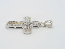 Load image into Gallery viewer, 5857: Vintage: 9ct White Gold Pave Multi- Diamonds Cross Pendant- crisp & sparkling