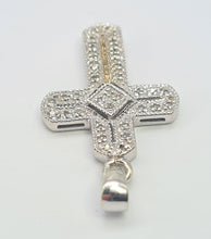 Load image into Gallery viewer, 5857: Vintage: 9ct White Gold Pave Multi- Diamonds Cross Pendant- crisp & sparkling