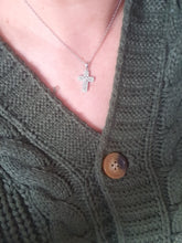 Load image into Gallery viewer, 5857: Vintage: 9ct White Gold Pave Multi- Diamonds Cross Pendant- crisp & sparkling