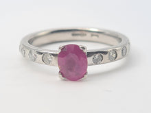 Load image into Gallery viewer, 6034 Vintage: Platinum Ruby & Brilliant Cut Diamonds Ring- Petite & Gorgeous