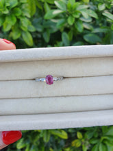 Load image into Gallery viewer, 6034  Vintage: Platinum Pink Ruby 8 Brilliant Cut Diamonds band- crisp, clean, eye candy