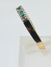 Load image into Gallery viewer, 6042 Vintage: 18ct Gold Emeralds Brilliant cut Diamonds Stacker/Eternity Ring