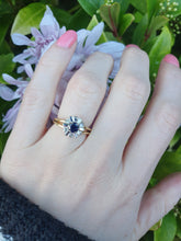 Load image into Gallery viewer, 6051 Vintage: 18ct Gold Blue Sapphire Diamonds "Sun burst" Dress ring- From 1972