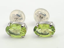 Load image into Gallery viewer, 6057:Vintage Rare: Platinum Peridot Stud Earrings- crisp platinum showcasing gorgeous green peridots