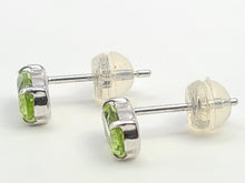 Load image into Gallery viewer, 6057:Vintage Rare: Platinum Peridot Stud Earrings- crisp platinum showcasing gorgeous green peridots