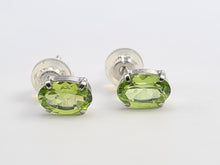 Load image into Gallery viewer, 6057:Vintage Rare: Platinum Peridot Stud Earrings- crisp platinum showcasing gorgeous green peridots