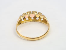 Load image into Gallery viewer, 2198: Vintage: 18ct Gold 5 White Opals Dress/Stacker Ring- Petite, vibrant colour play