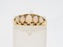 Load image into Gallery viewer, 2198: Vintage: 18ct Gold 5 White Opals Dress/Stacker Ring- Petite, vibrant colour play