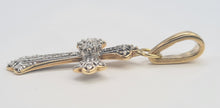 Load image into Gallery viewer, 6208: Vintage:9ct Yellow Gold White Gold Diamonds Cross Pendant