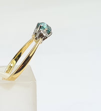 Load image into Gallery viewer, 6230 Vintage: 18ct Gold  Platinum Ceylon Blue Zircon Twin Diamonds Dress Ring