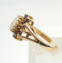 Load image into Gallery viewer, 7271 Vintage (1960's) Opal Garnets Halo Cocktail Ring- From 1975