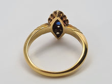 Load image into Gallery viewer, 7407 Antique: Art Deco 18ct Gold Cornflower Blue Sapphire 14 Diamonds Ring