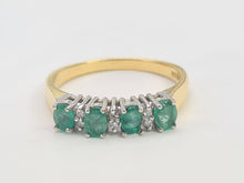 Load image into Gallery viewer, 6080 Vintage 18ct Emeralds Brilliant round cut Diamonds Eternity Rind