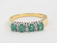 Load image into Gallery viewer, 6080 Vintage 18ct Emeralds Brilliant round cut Diamonds Eternity Rind