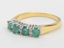 Load image into Gallery viewer, 6080 Vintage 18ct Emeralds Brilliant round cut Diamonds Eternity Rind