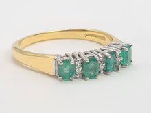 Load image into Gallery viewer, 6080 Vintage 18ct Emeralds Brilliant round cut Diamonds Eternity Rind