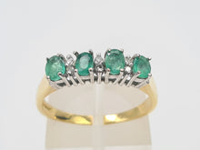 Load image into Gallery viewer, 6080 Vintage 18ct Emeralds Brilliant round cut Diamonds Eternity Rind