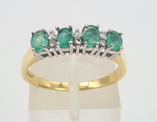 Load image into Gallery viewer, 6080 Vintage 18ct Emeralds Brilliant round cut Diamonds Eternity Rind