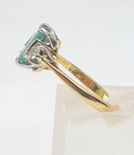 Load image into Gallery viewer, 6077 Vintage 18ct Gold Emerald Full Cut Diamonds 3 Stone Ring -From 1973
