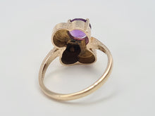 Load image into Gallery viewer, 6148 Vintage: Abstract 9ct Gold Purple Amethyst Cocktail Ring