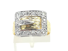 Load image into Gallery viewer, 6160: Vintage: 18ct Gold 17 Round Cut Diamonds Buckle Ring- From London 1974 (Copy)