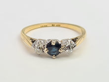 Load image into Gallery viewer, 7494: Antique Art Deco: 18ct Gold Platinum Blue Sapphire Diamonds Ring- Splendid