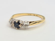 Load image into Gallery viewer, 7494: Antique Art Deco: 18ct Gold Platinum Blue Sapphire Diamonds Ring- Splendid