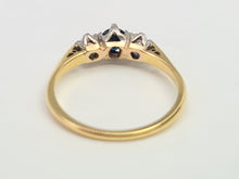 Load image into Gallery viewer, 7494: Antique Art Deco: 18ct Gold Platinum Blue Sapphire Diamonds Ring- Splendid