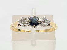 Load image into Gallery viewer, 7494: Antique Art Deco: 18ct Gold Platinum Blue Sapphire Diamonds Ring- Splendid