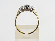 Load image into Gallery viewer, 7494: Antique Art Deco: 18ct Gold Platinum Blue Sapphire Diamonds Ring- Splendid