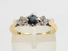 Load image into Gallery viewer, 7494: Antique Art Deco: 18ct Gold Platinum Blue Sapphire Diamonds Ring- Splendid