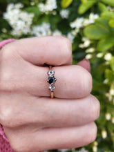 Load image into Gallery viewer, 7494: Antique Art Deco: 18ct Gold Platinum Blue Sapphire Diamonds Ring- Splendid