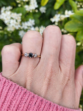 Load image into Gallery viewer, 7494: Antique Art Deco: 18ct Gold Platinum Blue Sapphire Diamonds Ring- Splendid