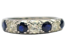Load image into Gallery viewer, 6087- Vintage: Exceptional 18ct White Gold Diamonds (0.75ct) Sapphires Half Eternity Ring - superb