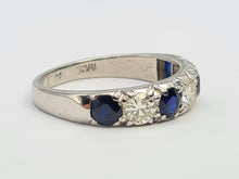 Cargar imagen en el visor de la galería, 6087- Vintage: Exceptional 18ct White Gold Diamonds (0.75ct) Sapphires Half Eternity Ring