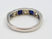 Cargar imagen en el visor de la galería, 6087- Vintage: Exceptional 18ct White Gold Diamonds (0.75ct) Sapphires Half Eternity Ring