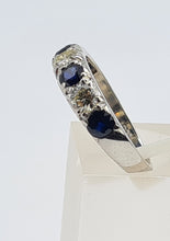 Cargar imagen en el visor de la galería, 6087- Vintage: Exceptional 18ct White Gold Diamonds (0.75ct) Sapphires Half Eternity Ring