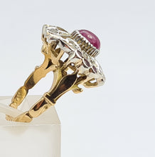 Load image into Gallery viewer, 6172: Antique: 18ct Gold 7 Rubies 10 Diamonds Statement Cluster Ring- Extraordinary