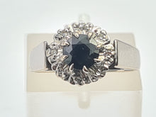 Load image into Gallery viewer, 2904: Vintage: 18ct White Gold French Blue Sapphire Diamonds Target Ring- From 1980