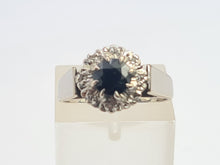 Load image into Gallery viewer, 2904: Vintage: 18ct White Gold French Blue Sapphire Diamonds Target Ring- From 1980