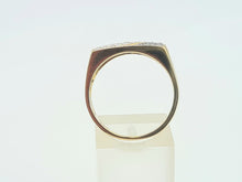 Load image into Gallery viewer, 6106Vintage: Heavy 9ct Gold Black White Diamonds Signet Ring- sparkling statement