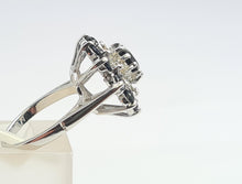 Load image into Gallery viewer, 6046: Vintage; 18ct White Gold 11 Blue Sapphires 10 Diamonds Cocktail Ring- lovely symmetry - substantial beauty